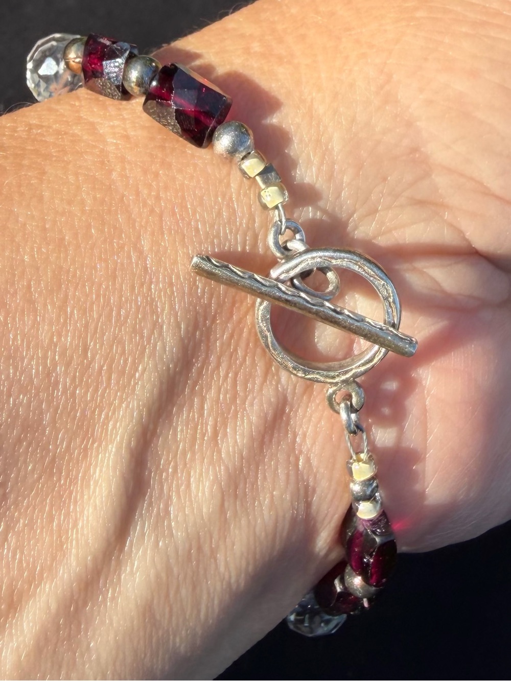 Garnet, Crystal .925 Artisan Hand Crafted Bracelet - Picture 5 of 7